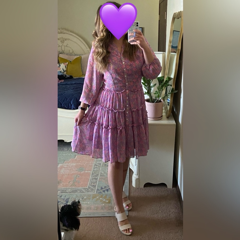 Ivy City Co Pink Floral Long Sleeve Dress